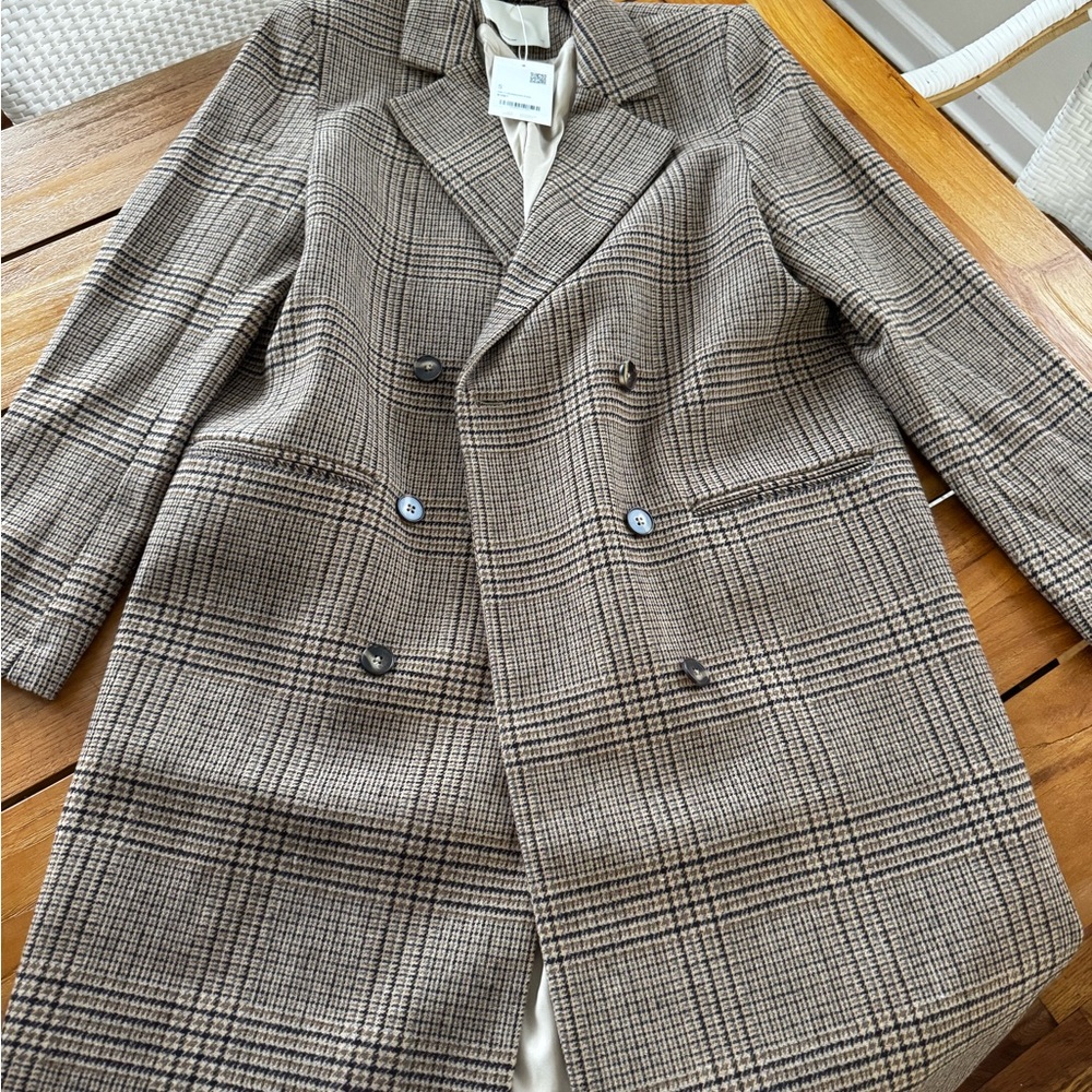 OAK + FORT Plaid Pea Coat